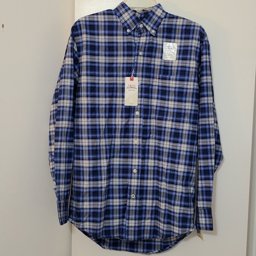NWT IZOD Saltwater  Plaid Shirt HOST PICK